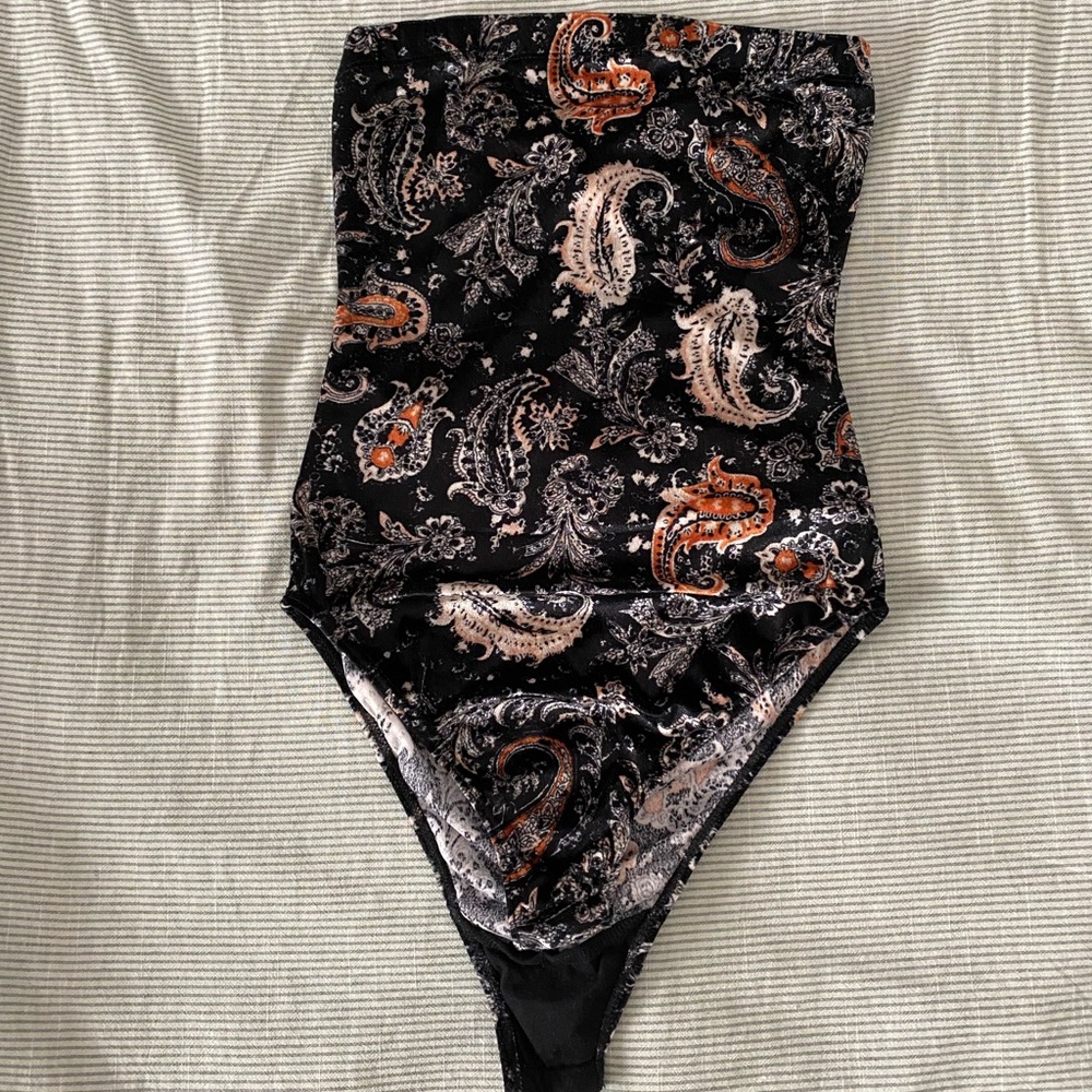 Out from Under strapless velvet paisley bodysuit